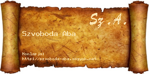 Szvoboda Aba névjegykártya